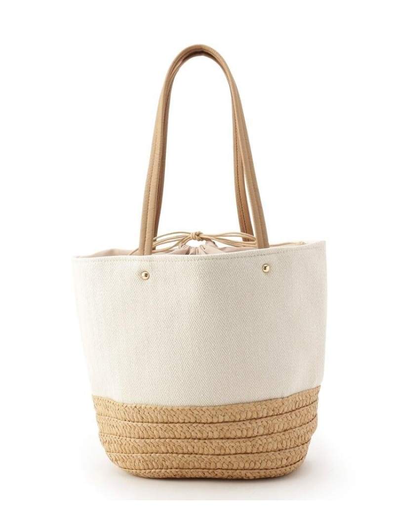 ITS' DEMO かご素材ミックストートバッグ イッツデモ バッグ その他のバッグ ネイビー ホワイト ブラックのサムネイル