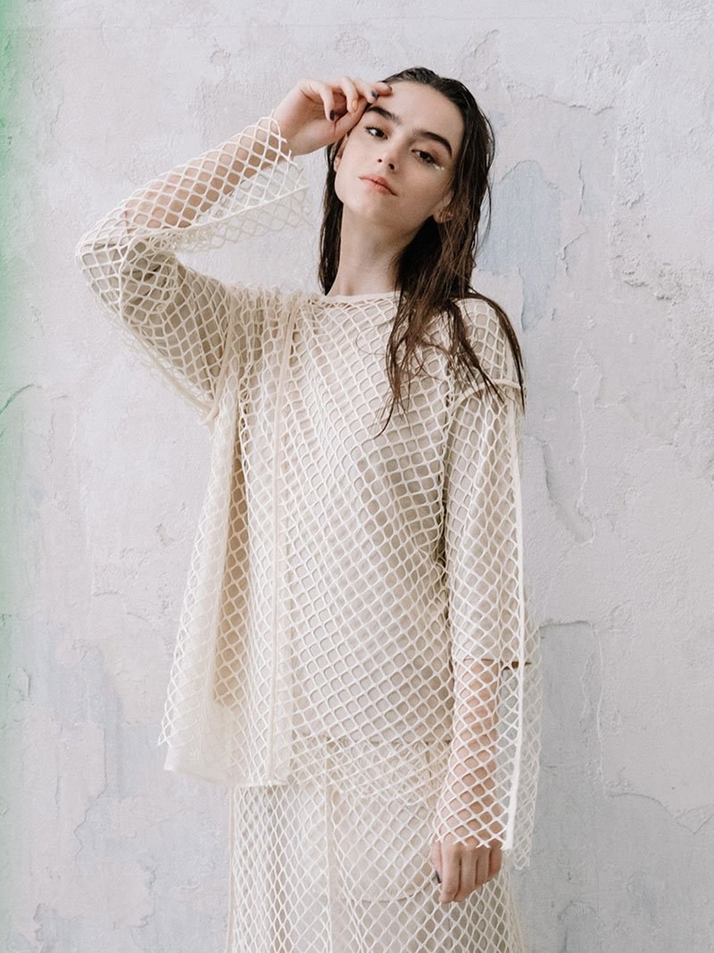 【SALE／30%OFF】AULA AILA MESH LAYEREDTOPS アウラアイラ トップス アンサンブル ブラック ホワイト グレー【送料無料】