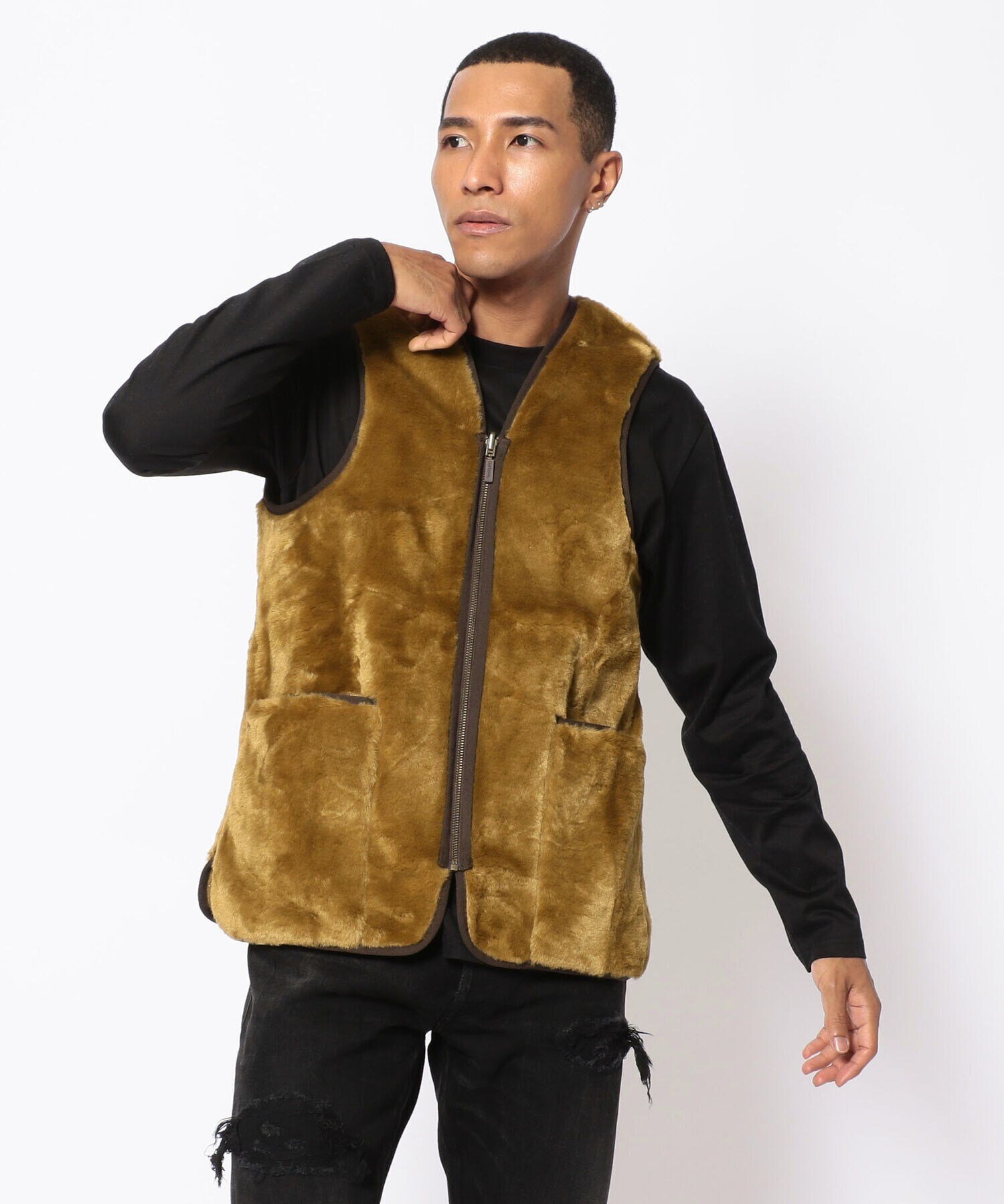 IMPORT ORIGINAL BARBOUR/バブアー/FUR LINER SL/ファーライナー スリムフィットベスト/MLI0035 ビーバー トップス ベスト・ジレ ブラック ブラウン【送料無料】