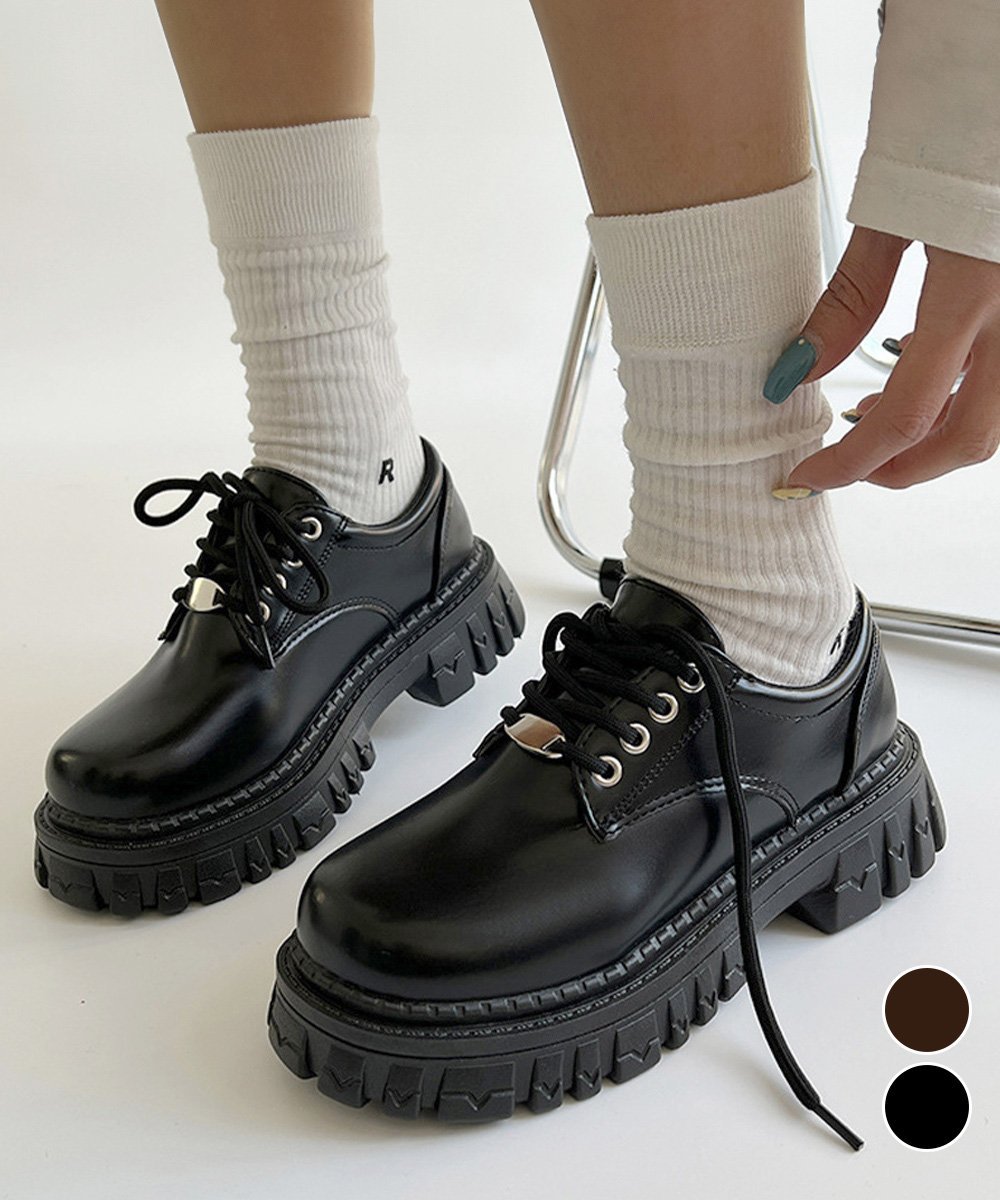【SALE／35%OFF】miniministore 厚底 ローファー 編み上げ 韓国風 ミニミニストア ...