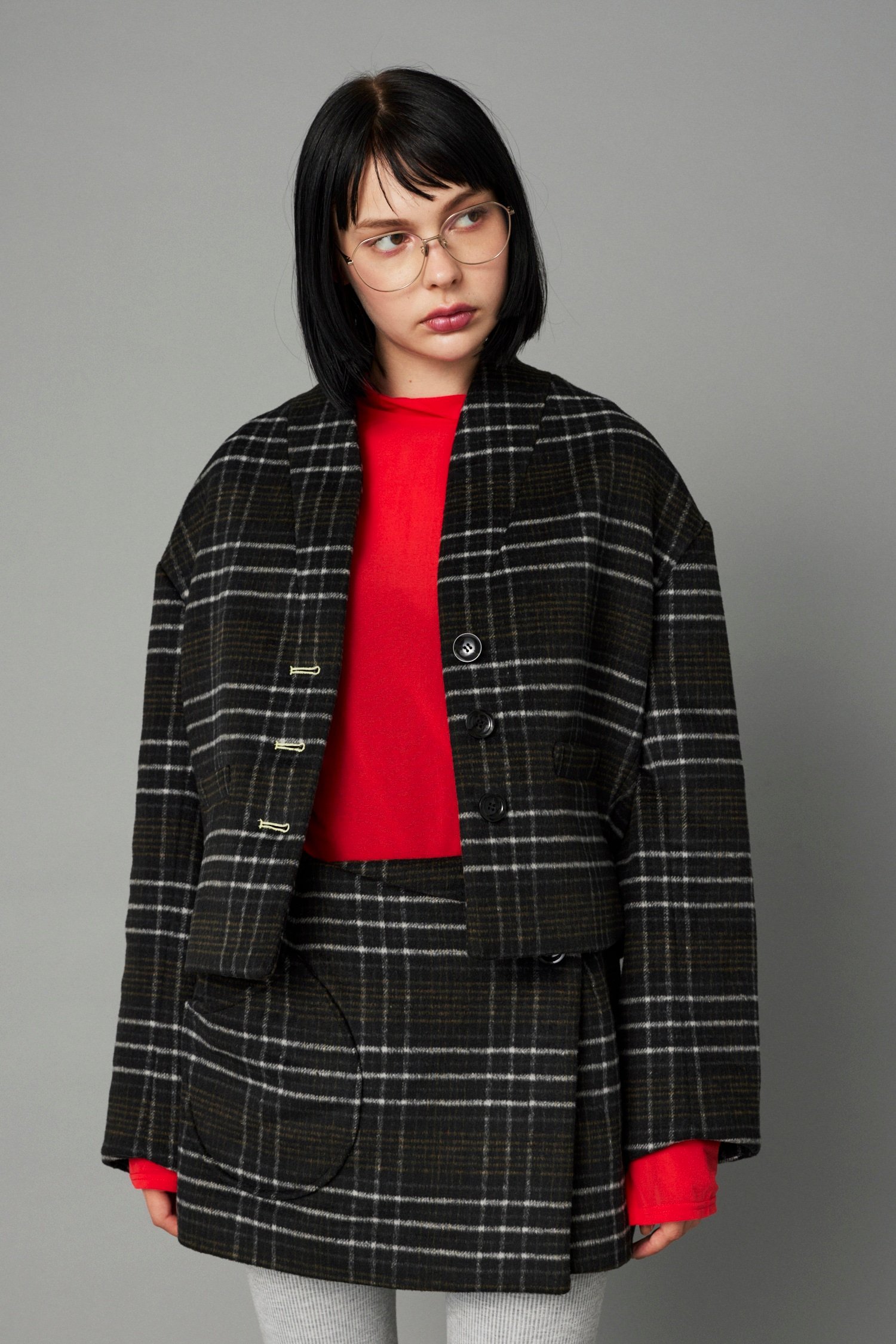 HeRIN.CYE Round compact jacket ヘリンドットサイ ジャケット・アウター その他のジャケット・アウター ブラック ブラウン