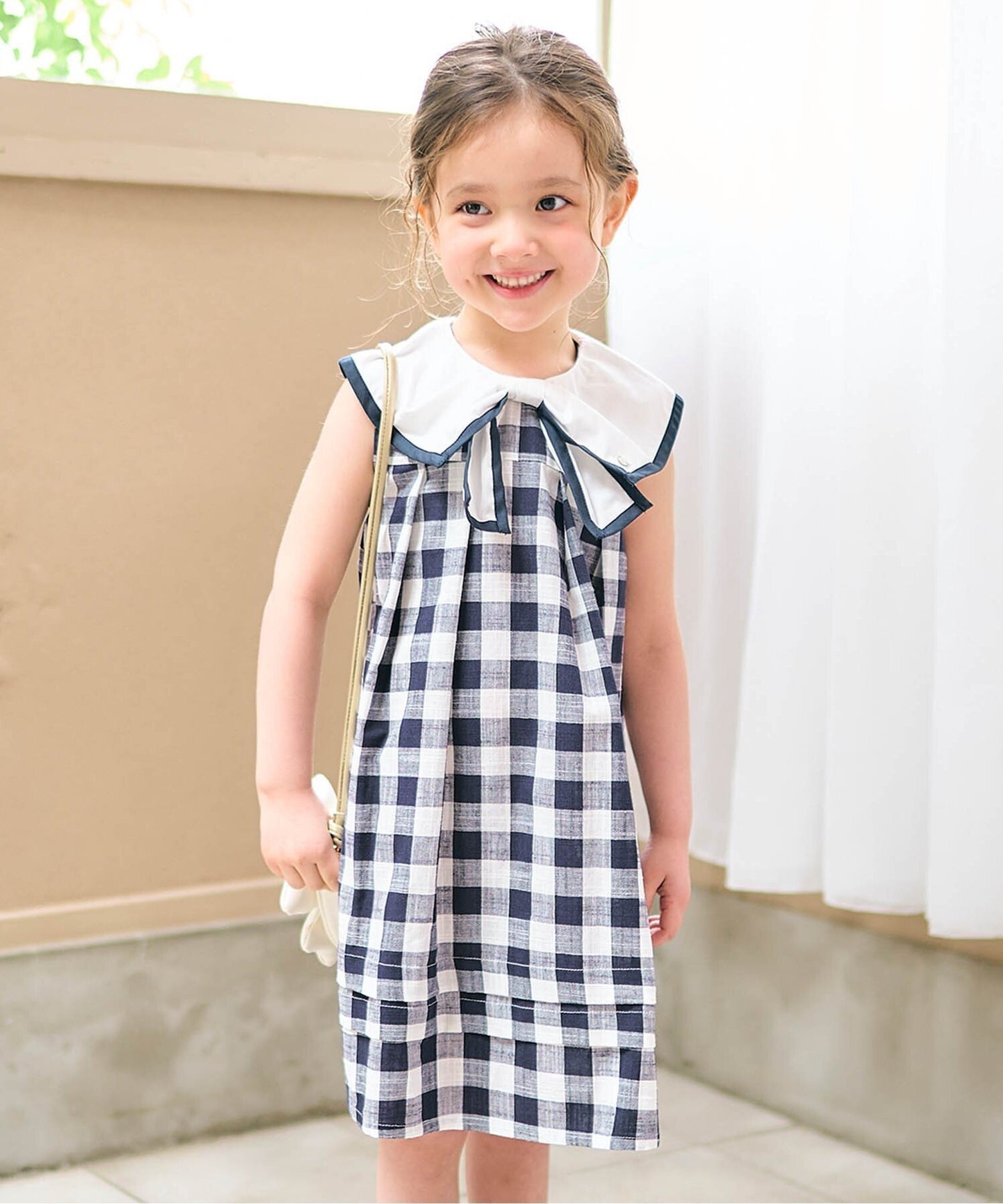 【SALE／50%OFF】apres les cours 【リンク】リボンセーラーワンピース エフオーオンラインストア ワンピース・ドレス ワンピース ホワイト ブルーのサムネイル