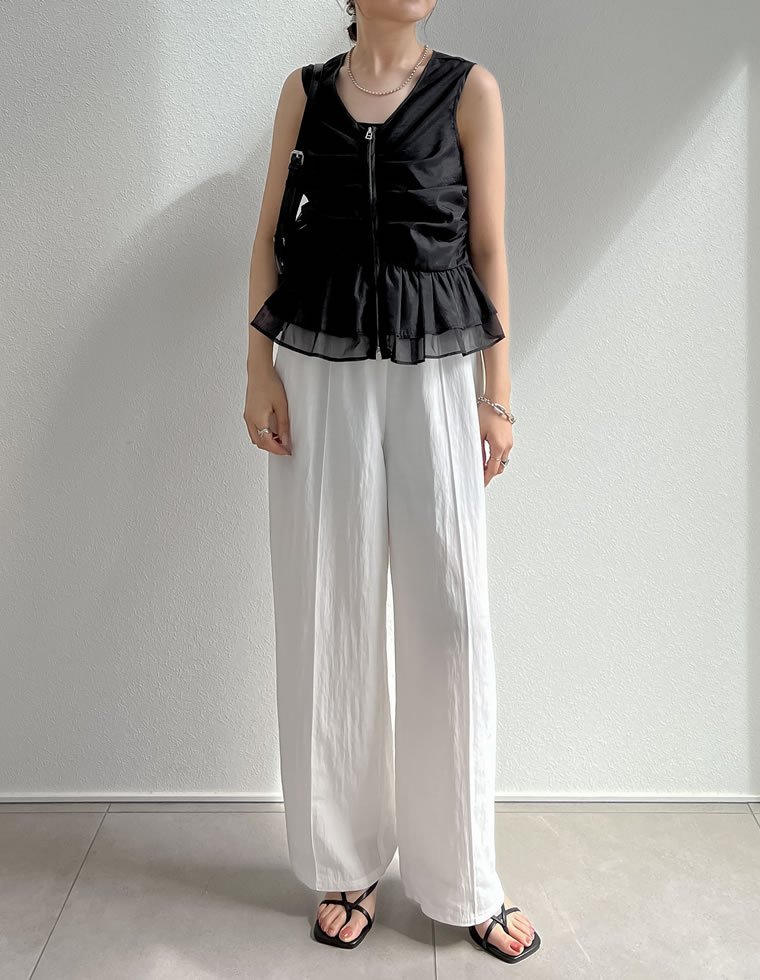 【SALE／35%OFF】Re:EDIT オーガンジーダブルジップフレアベスト リエディ トップス ベスト・ジレ ホワイト ブラック ベージュ stylife-14997184 Rakuten Fashion パッケージ画像
