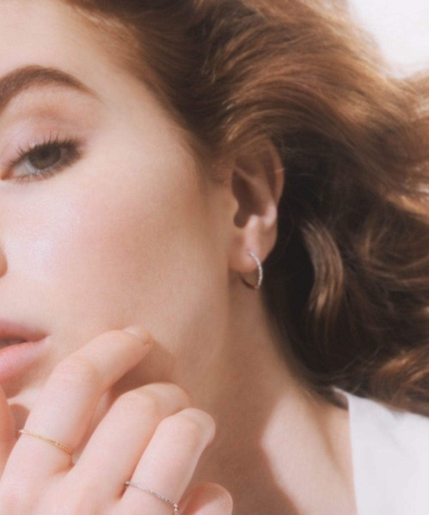 les bon bon les bonbon/hoop diamond pierce 片耳 10金 ホワイトゴールド ダイヤモンド フォブ アクセサリー・腕時計 ピアス【送料無料】