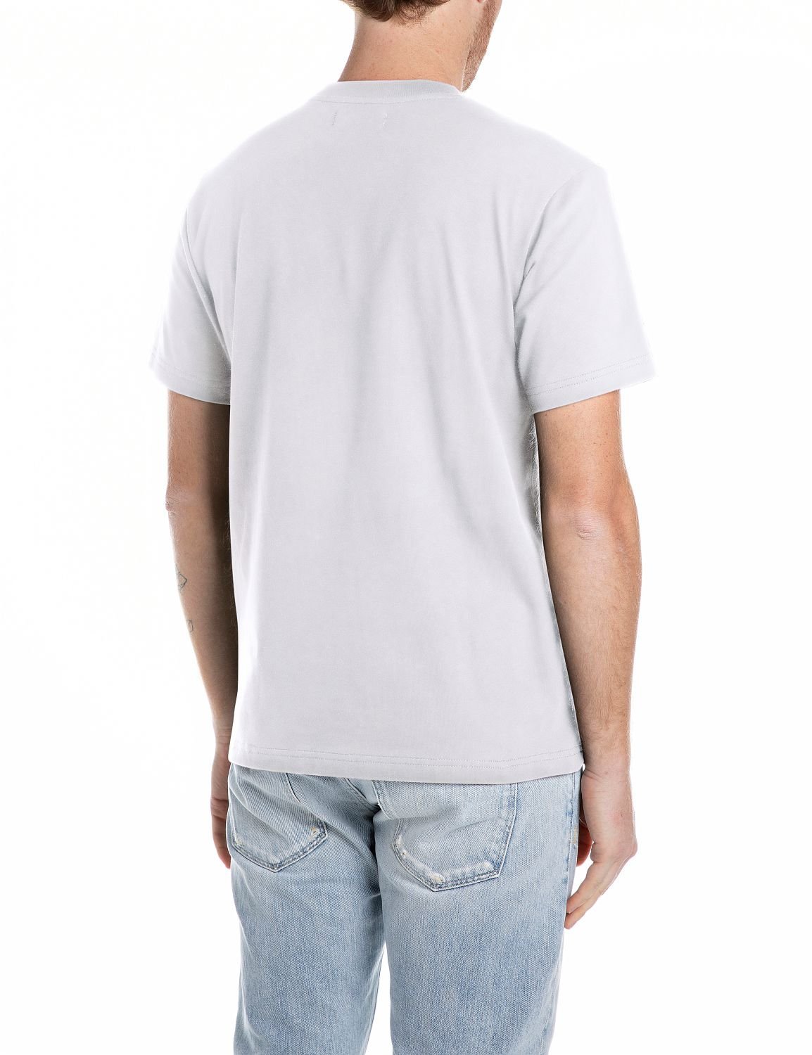 【SALE／10%OFF】REPLAY コットンジャ-ジープリントTシャツ リプレイ トップス カットソー・Tシャツ ホワイト ブラック【送料無料】