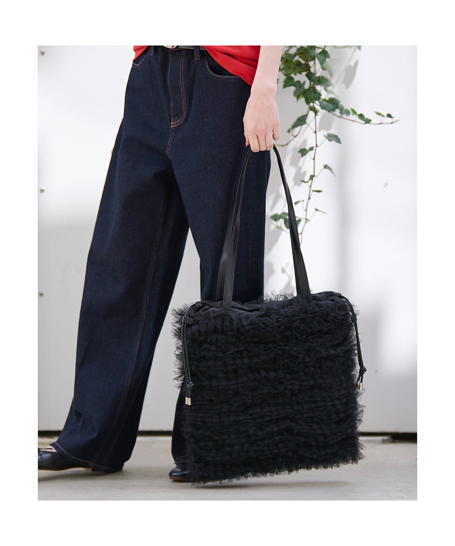 Rouge vif la cle 【Ampersand / アンパサンド】Tulle frill bag/ME-2 ルージュ・ヴィフ ラクレ バッグ トートバッグ ホワイト ブラック ピンク ブラウン【送料無料】