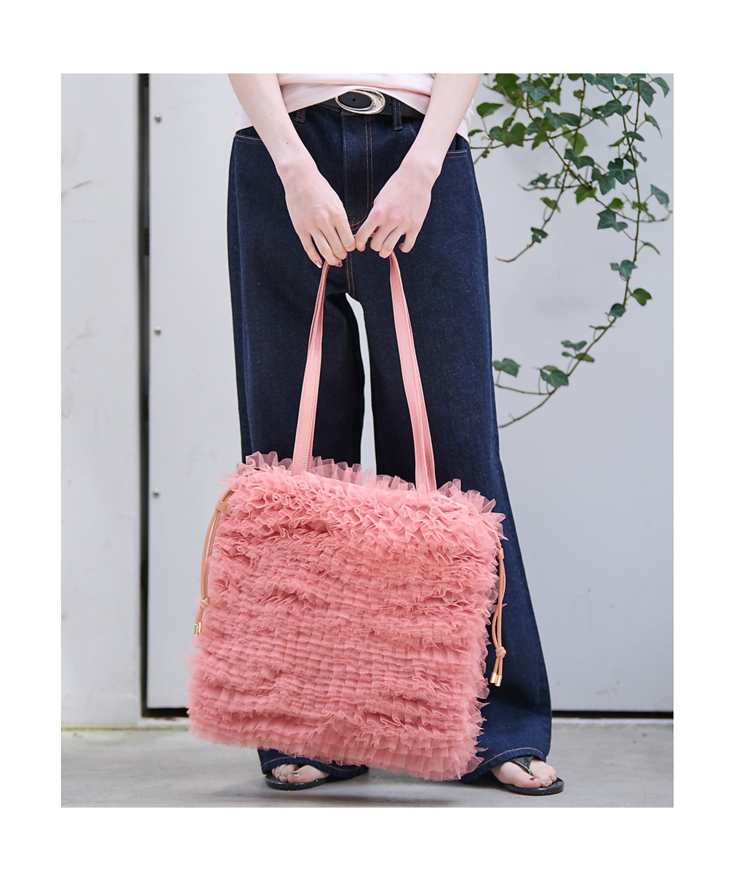 Rouge vif la cle 【Ampersand / アンパサンド】Tulle frill bag/ME-2 ルージュ・ヴィフ ラクレ バッグ トートバッグ ホワイト ブラック ピンク ブラウン【送料無料】