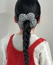 【SALE/20%OFF】aimoha KIDS 【aimoha-KIDS-】チェック柄フラワーヘアゴム アイモハ ヘアアクセサリー ヘアゴム シルバー ブラッ...
