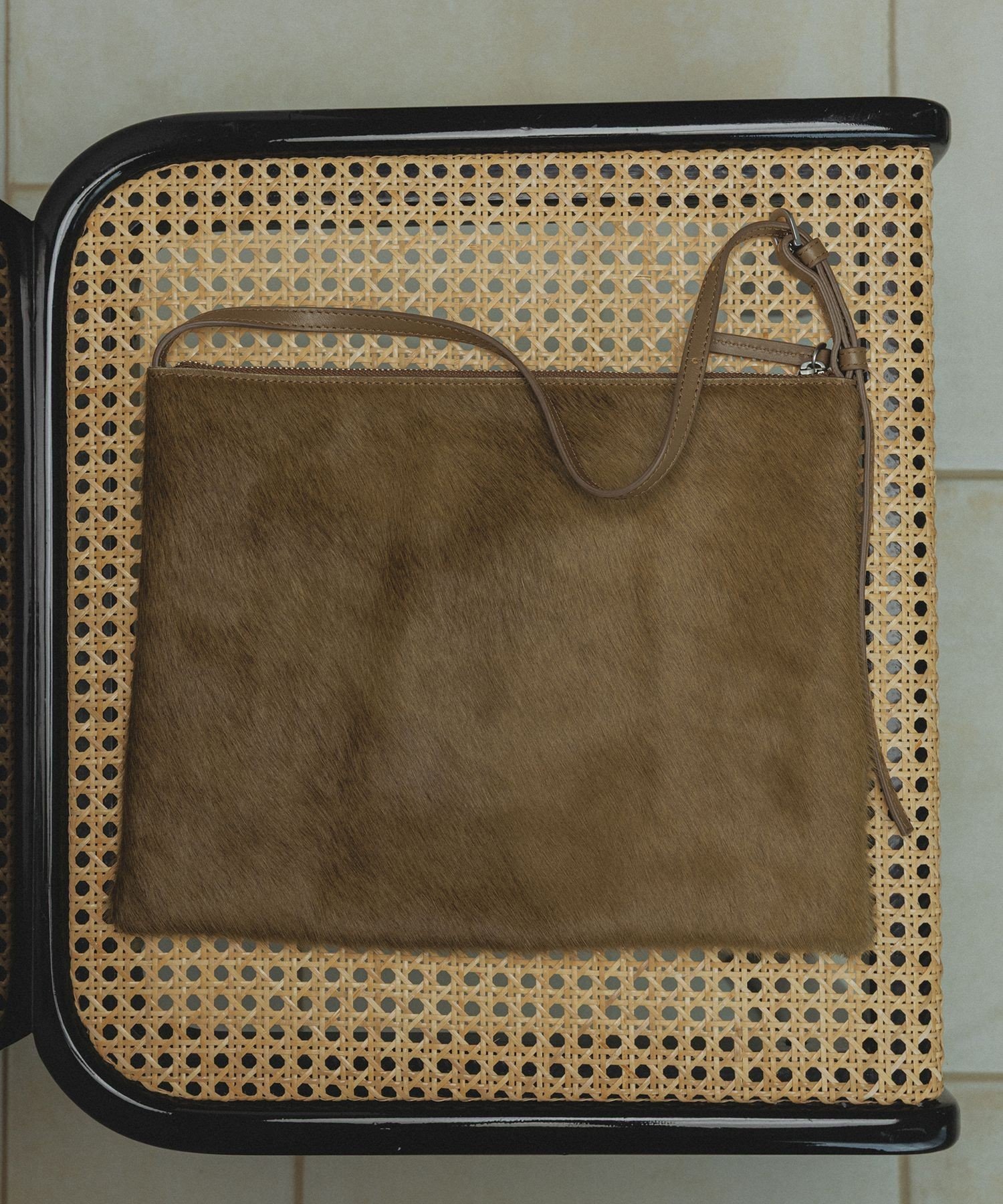 【SALE／50%OFF】SALON adam et rope' 【W S(ドゥーブル)】へアリーカウレザーバッグ / ハンドバッグ サロン アダム エ ロペ バッグ ショルダーバッグ ブラウン ベージュ【送料無料】