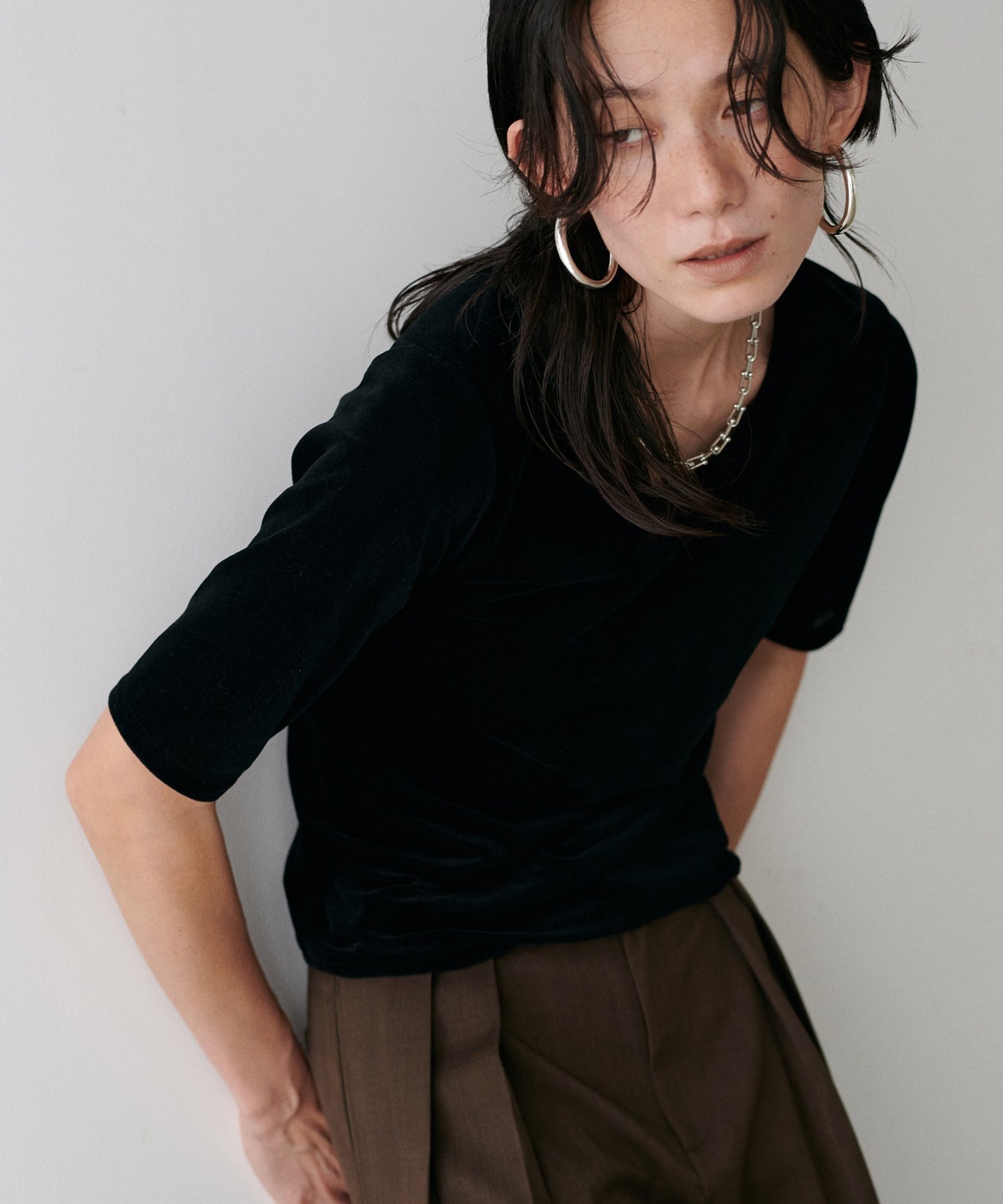 LARUTA シアーベロア半袖プルオーバー ラルータ トップス その他のトップス ネイビー ブラック ホワイト グレー【送料無料】