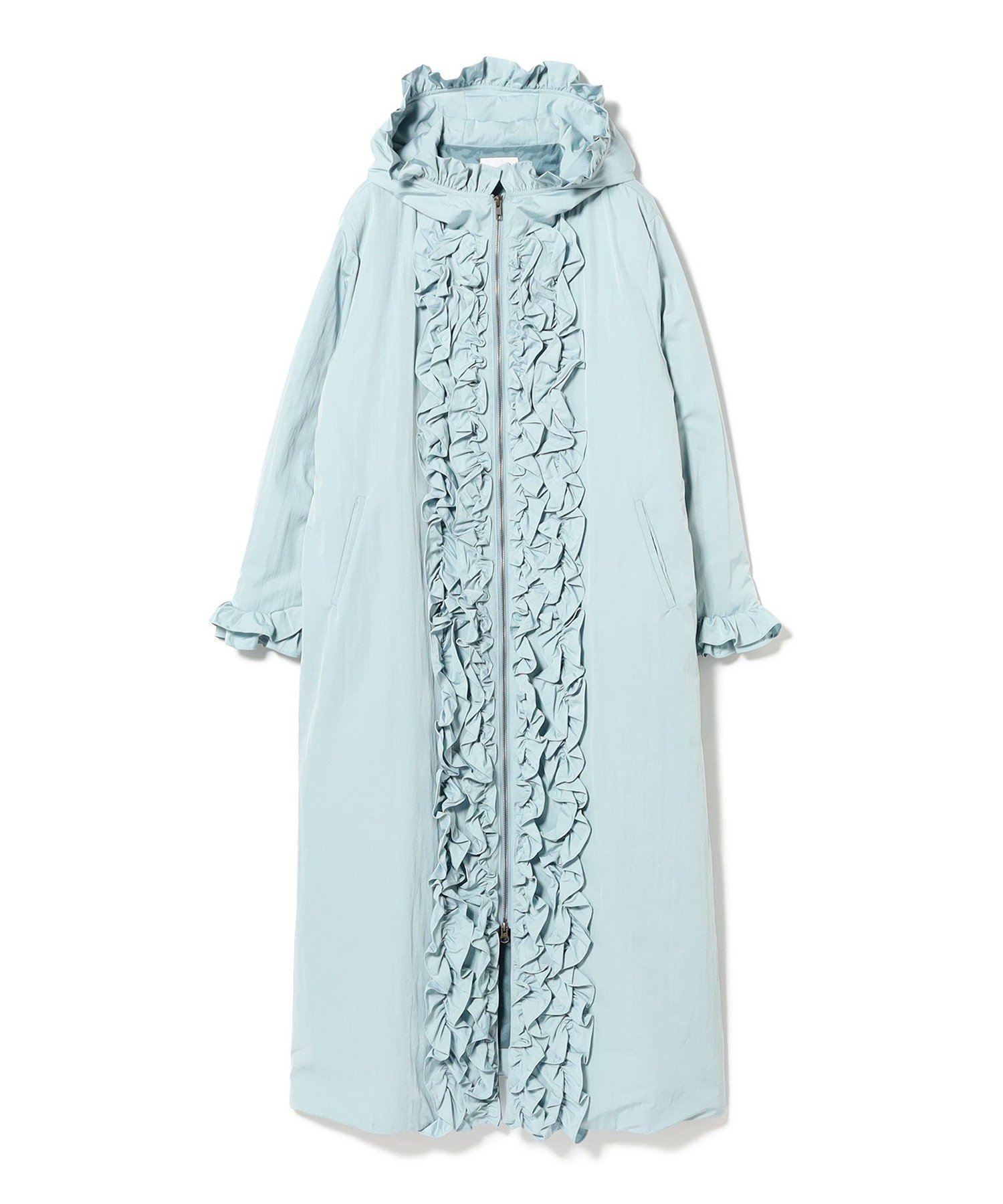 【SALE／60%OFF】CAROLINA GLASER 【SALE】フリルロングコート カロリナ グレイサー ジャケット・アウター その他のジャケット・アウター ブラック【送料無料】