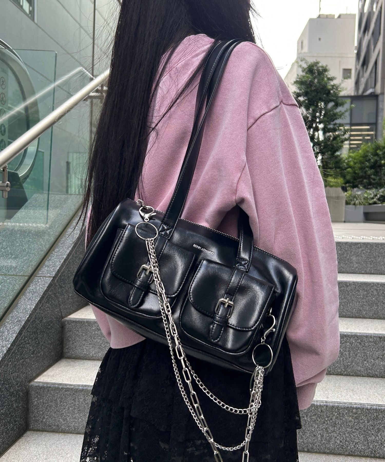 repipi armario ロングハンドルBAG レピピアルマリオ バッグ ハンドバッグ ブルー ホワイト ブラック ..