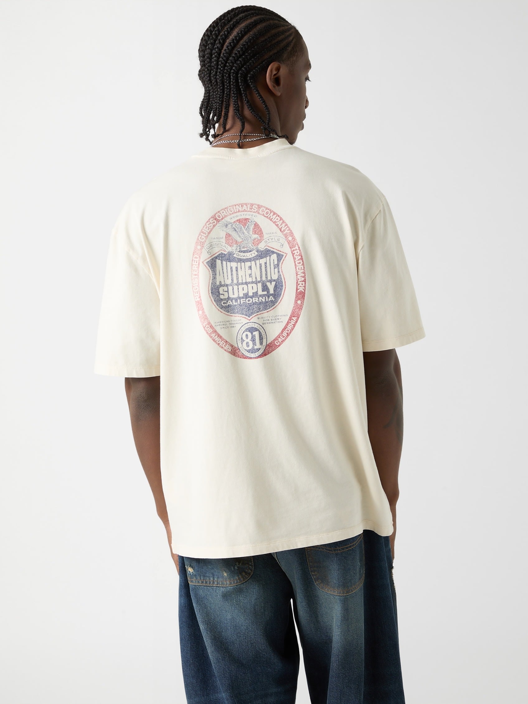 GUESS Originals GUESS Originals Tシャツ (M)Supply Tee ゲス トップス カットソー・Tシャツ ホワイト グリーン【送料無料】