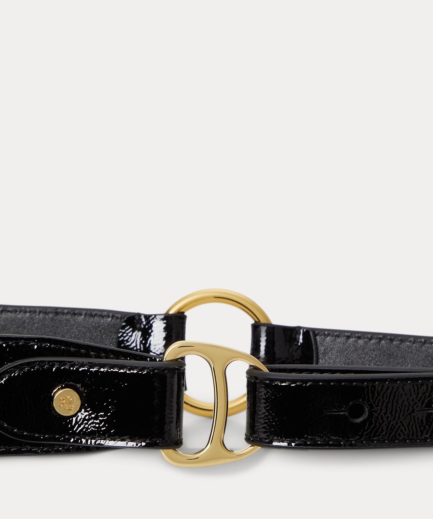LAUREN RALPH LAUREN エクエステリアン Dリング パテント レザー ベルト ラルフローレン ファッション雑貨 ベルト ブラック【送料無料】
