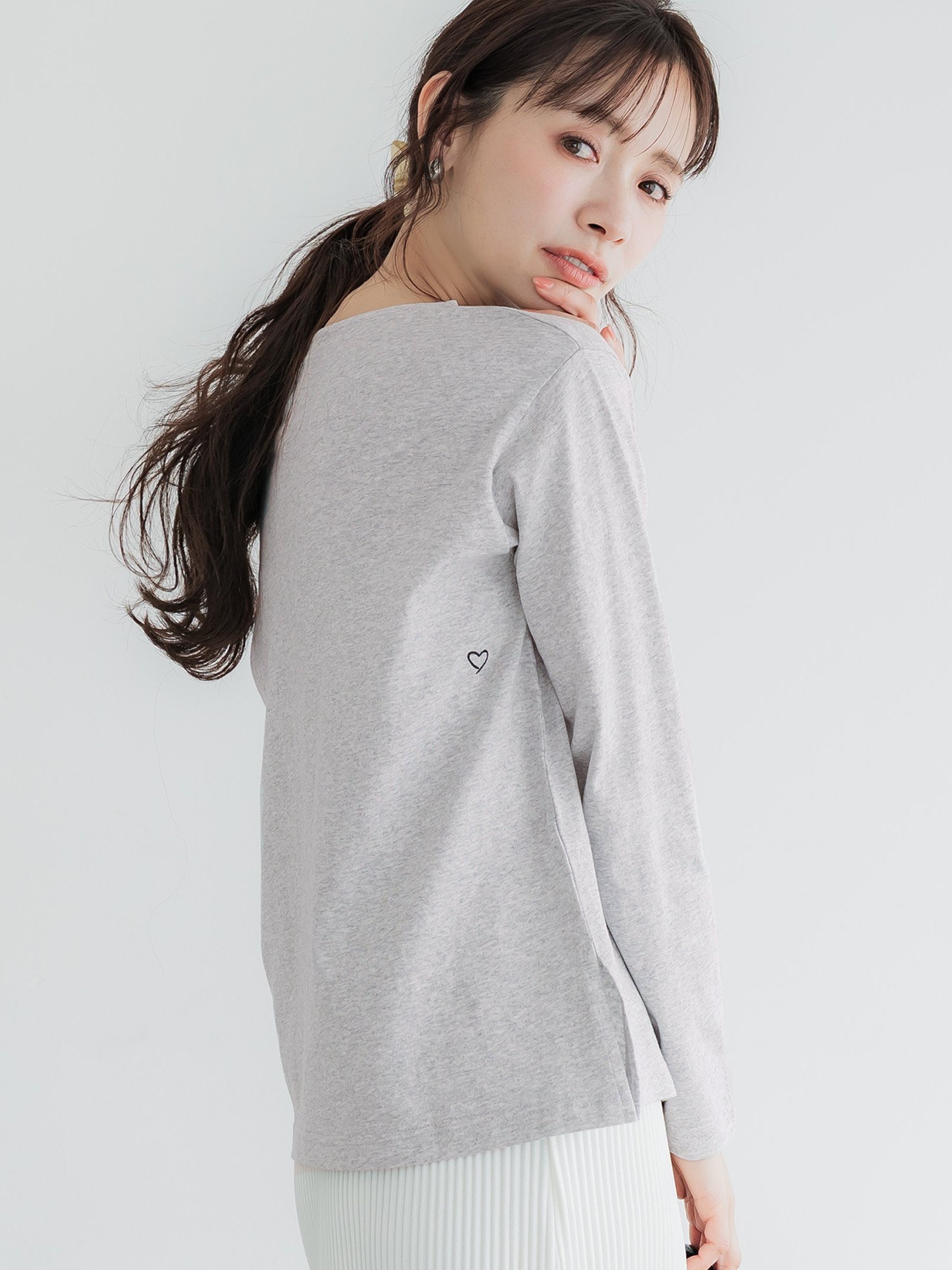 coca バックハートTシャツ コカ トップス カットソー・Tシャツ ホワイト グレー