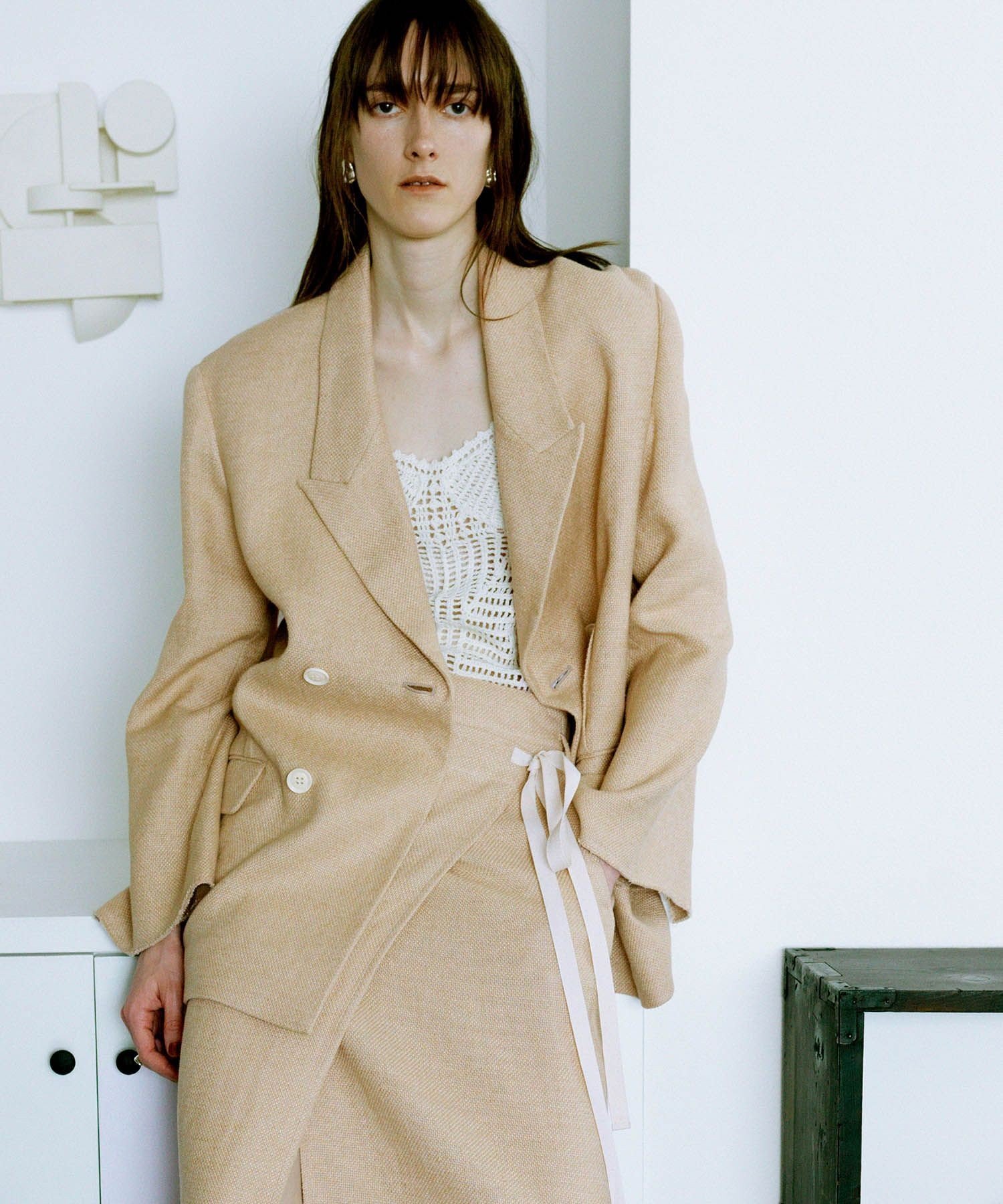 ADAM ET ROPE' FEMME 【EMOELLE】ピークドラペルジャケット アダムエロペ ジャケット・アウター テーラードジャケット・ブレザー ベージュ【送料無料】