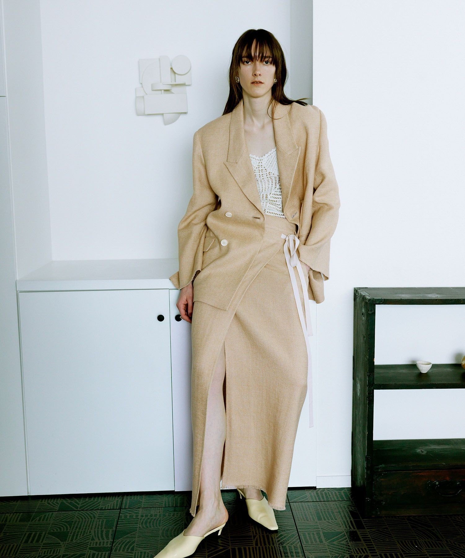 ADAM ET ROPE' FEMME 【EMOELLE】ピークドラペルジャケット アダムエロペ ジャケット・アウター テーラードジャケット・ブレザー ベージュ【送料無料】