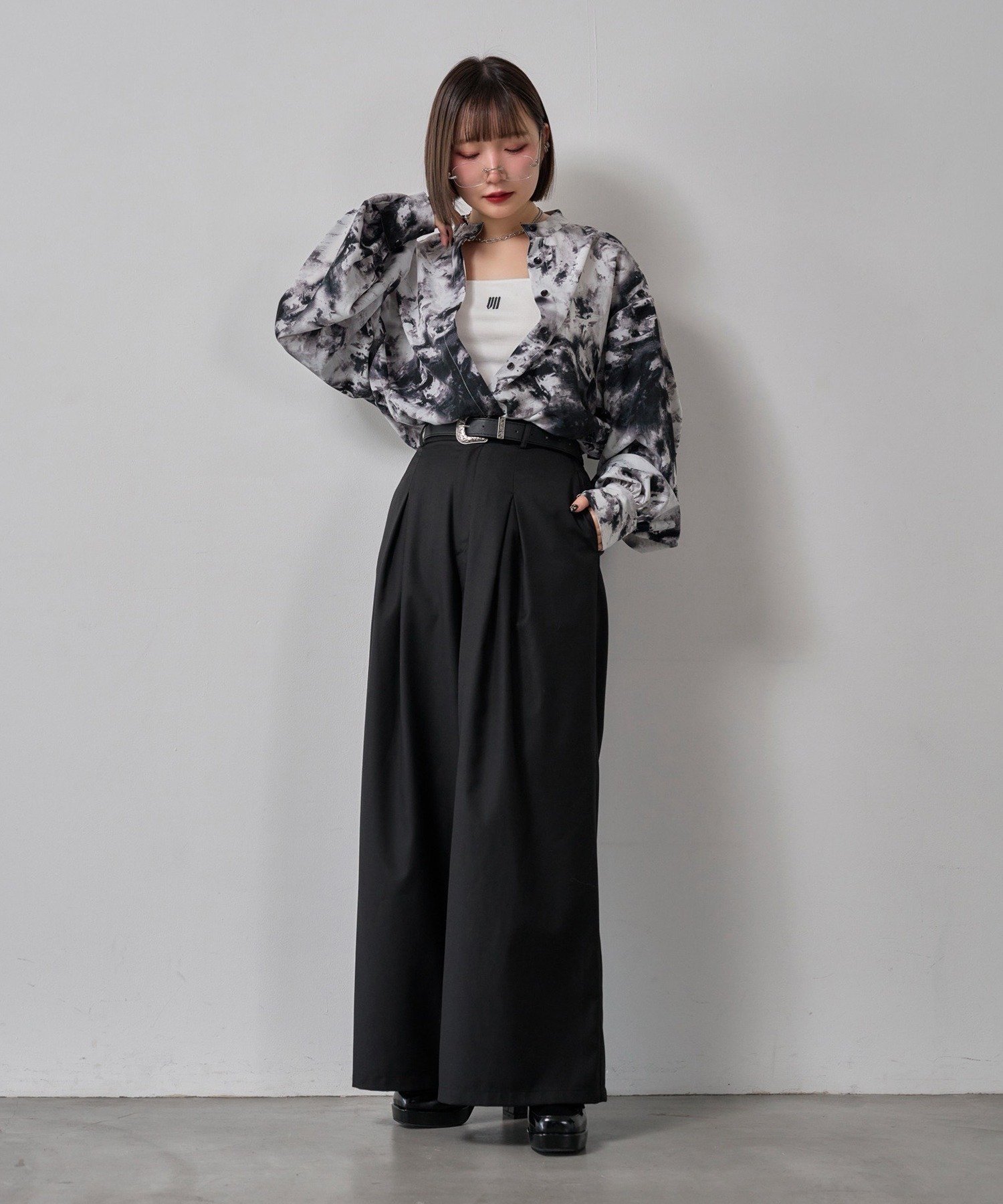 RMAF 【Mavie..7】セミワイドスラックスパンツ リマインドミーアンドフォーエバー パンツ その他のパンツ ブラック