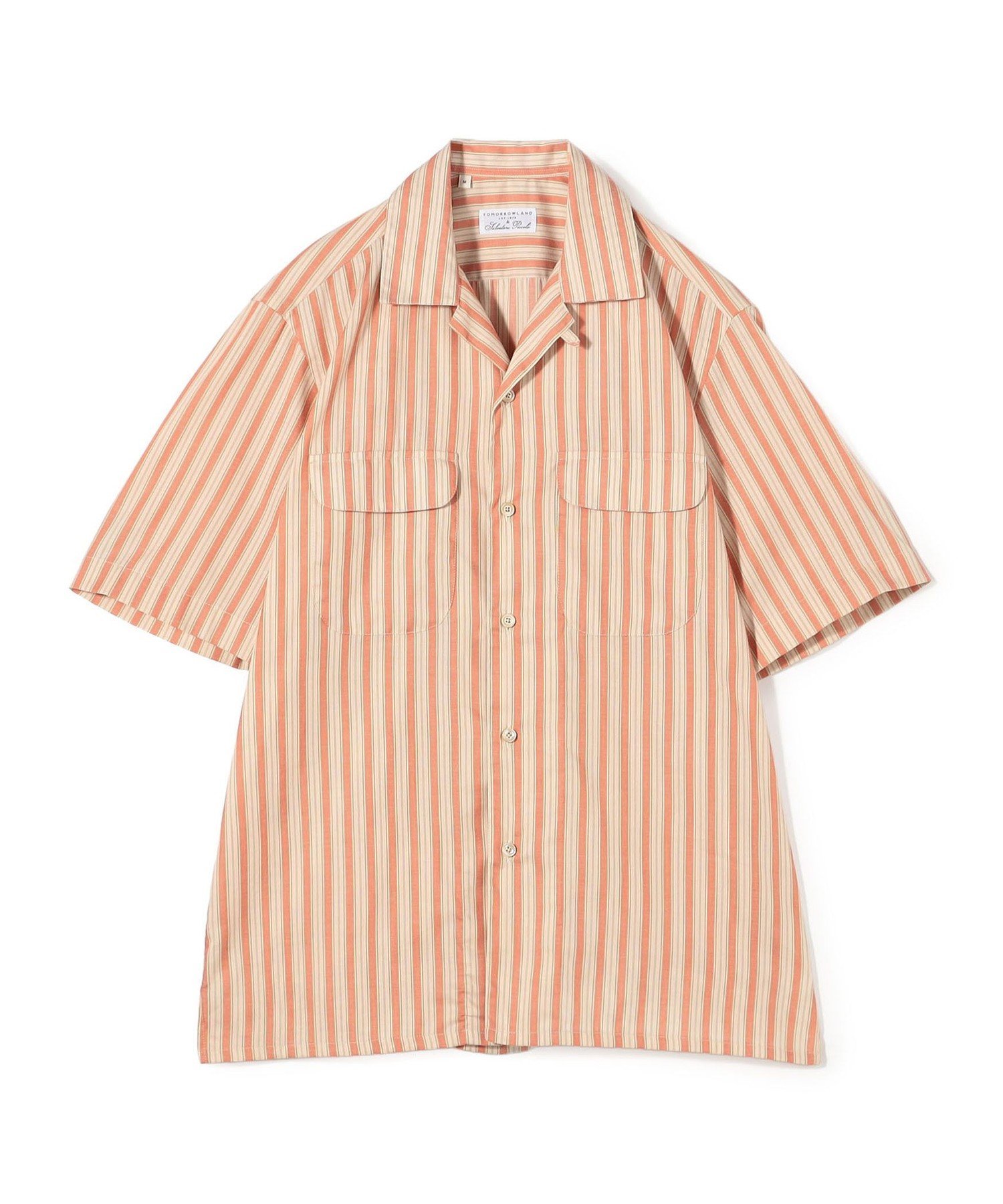 TOMORROWLAND MEN 【別注】Salbatore Piccolo BRYAN コットンレーヨンストライプ オープンカラー ハーフスリーブシャツ トゥモローランド トップス シャツ・ブラウス レッド【送料無料】