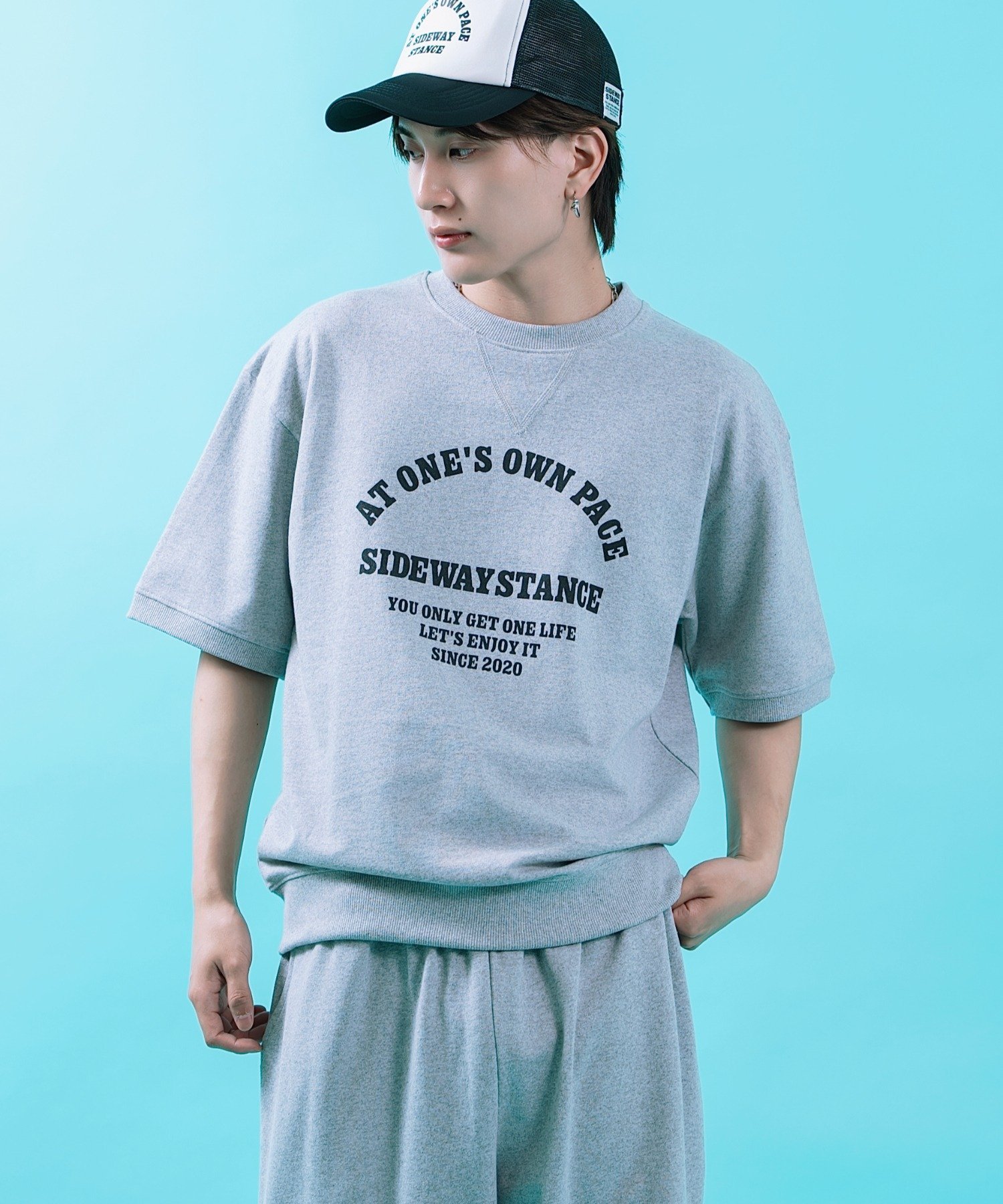 SIDEWAY STANCE SIDEWAY STANCE サイドウェイスタンス カレッジロゴ スウェット 半袖Tシャツ インプローブス トップス カットソー・Tシャツ ブラック ネイビー グレー