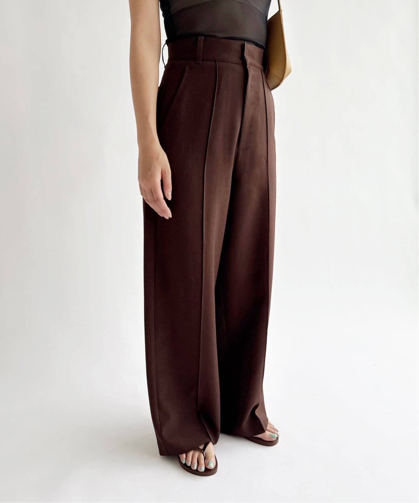 EDIT.FOR LULU 【Hella/ヘラ】pintuck wide pants エディット フォー ルル パンツ スラックス・ドレスパンツ ブラウン【送料無料】