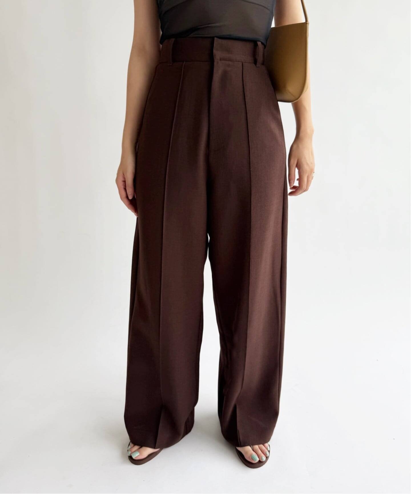 EDIT.FOR LULU 【Hella/ヘラ】pintuck wide pants エディット フォー ルル パンツ スラックス・ドレスパンツ ブラウン【送料無料】
