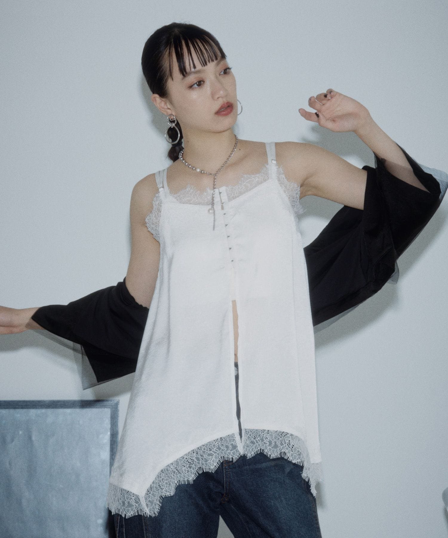 【SALE／28%OFF】PAGEBOY レースドッキングホックキャミ ページボーイ ワンピース・ドレス チュニック ブラック ホワイト【送料無料】