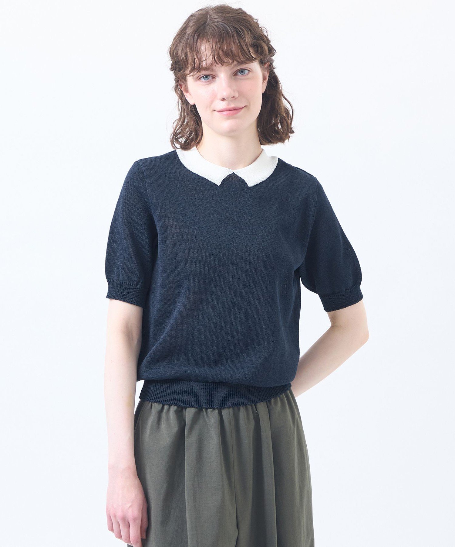 MACKINTOSH PHILOSOPHY サマーペーパーバイカラーニット マッキントッシュ フィロソフィー トップス ニット ネイビー ホワイト ベージュ グレー【送料無料】