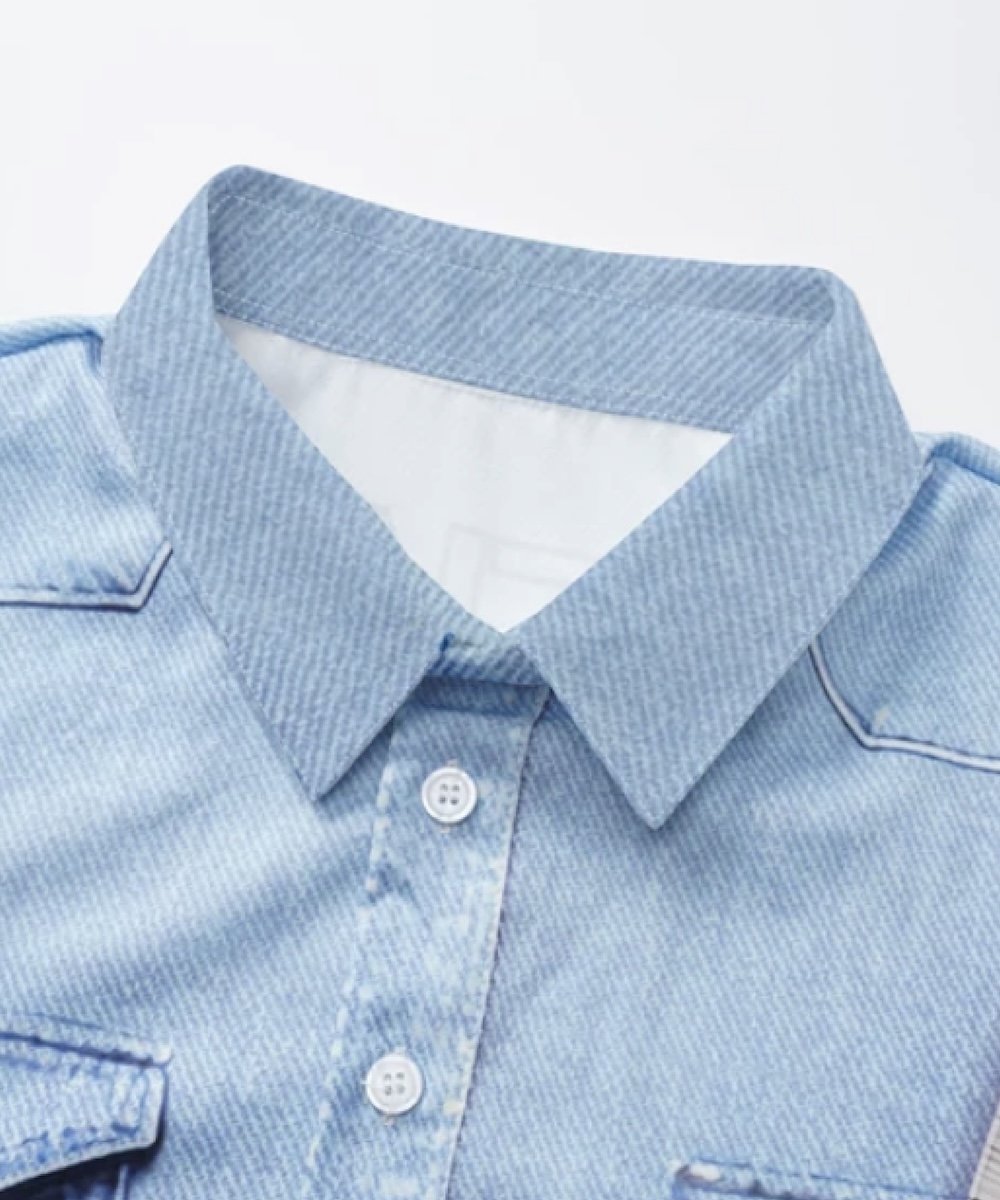 U:UME Illusion Print Panel Shirt ユーム トップス シャツ・ブラウス ブルー