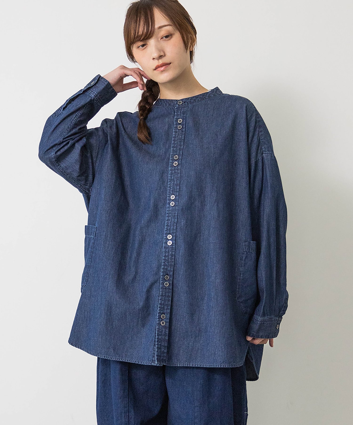 URCH RNA B2980 アトリエチュニックデニムシャツ アールエヌエーエヌ トップス シャツ・ブラウス