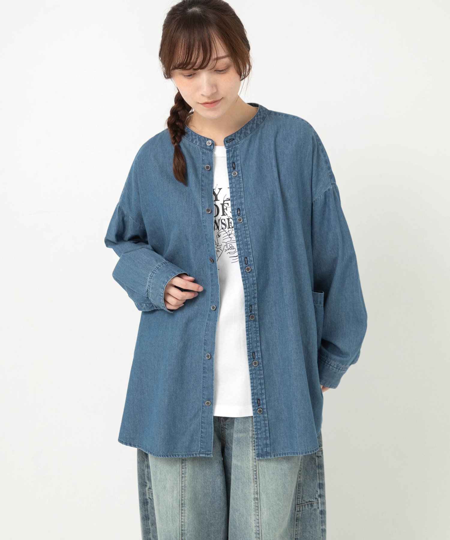 URCH RNA B2980 アトリエチュニックデニムシャツ アールエヌエーエヌ トップス シャツ・ブラウス