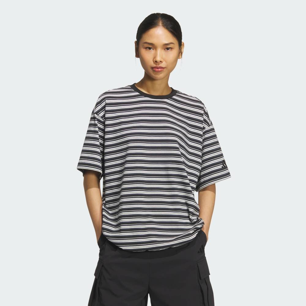 【SALE／30%OFF】adidas 【公式】アディダス adidas 返品可 スタジアム クローム オーバーサイズフィット マルチストライプ 半袖Tシャツ アディダス トップス カットソー・Tシャツ ブラック