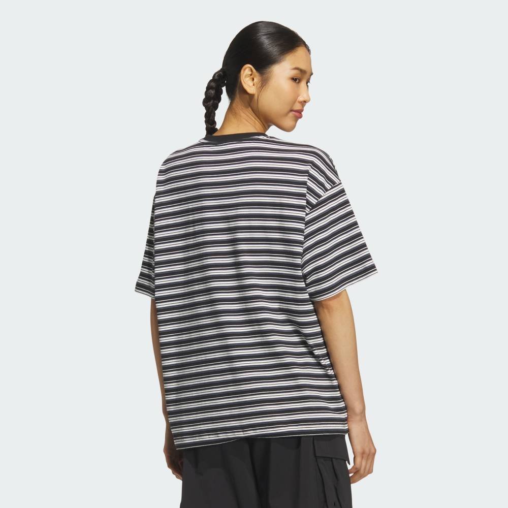 【公式】アディダス adidas 返品可 スタジアム クローム オーバーサイズフィット マルチストライプ 半袖Tシャツ アディダス トップス カットソー・Tシャツ ブラック