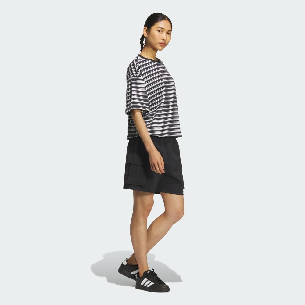 【公式】アディダス adidas 返品可 スタジアム クローム オーバーサイズフィット マルチストライプ 半袖Tシャツ アディダス トップス カットソー・Tシャツ ブラック