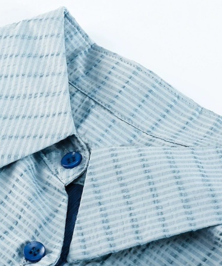 LA POMME petit Wave Design Stripe Shirt/ウェーブデザインストライプシャツ ラポミ・プチ トップス シャツ・ブラウス ブルー