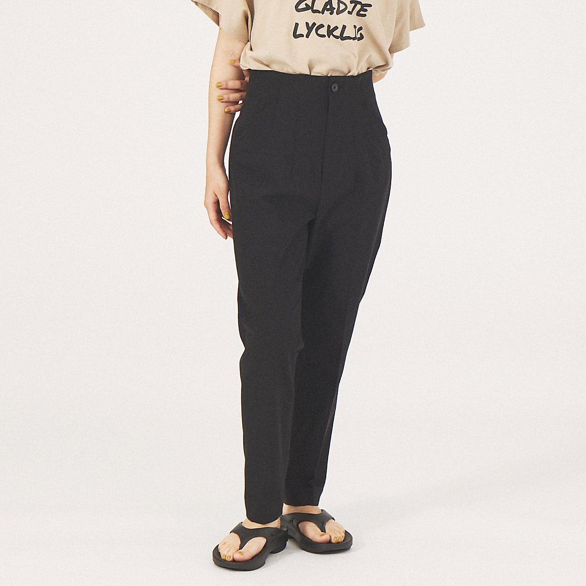 【SALE／40%OFF】qualite 《セットアップ対応》2WAYストレッチハイウエストテーパードパンツ カリテ パンツ その他のパンツ ブラック ピンク ベージュ【送料無料】のサムネイル