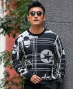 【SALE/20%OFF】CavariA CavariA チェック*ロゴ総柄ジャガードニット クルーネック シルバーバレット トップス ニット ホワイト ブラッ...