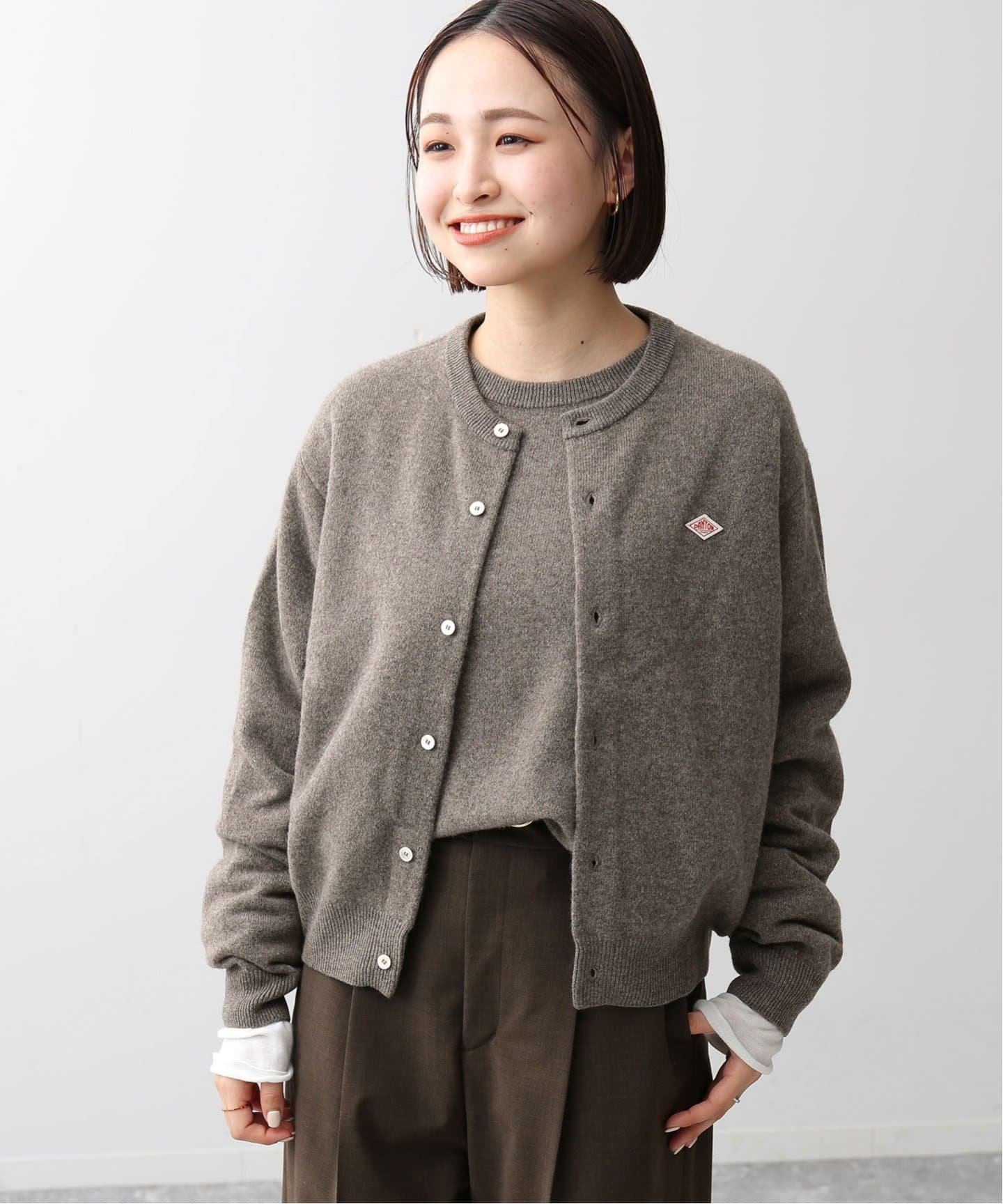 SLOBE IENA 【DANTON/ダントン】LAMS WOOL C/N カーディガン スローブ イエナ トップス カーディガン ブラウン ピンク【送料無料】