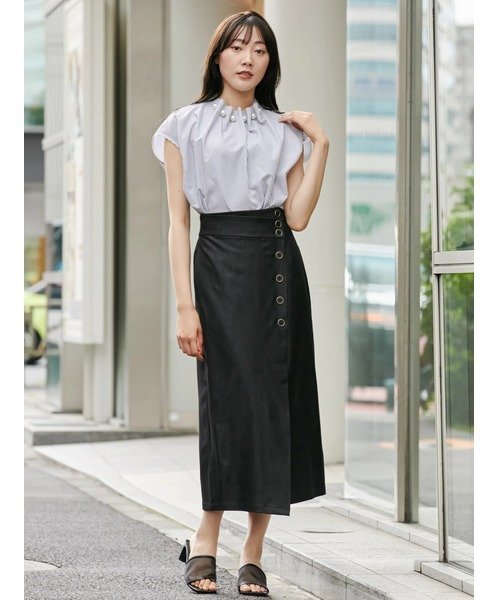 【SALE／40%OFF】TONAL デニムラップタイトスカート トーナル スカート その他のスカート ブラック ブルー【送料無料】のサムネイル