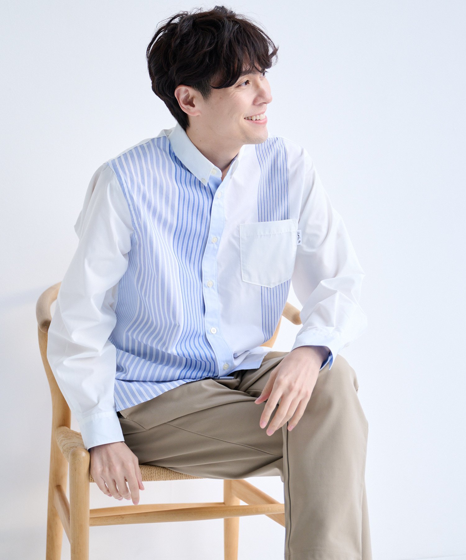 【SALE／20%OFF】Arnold Palmer パネルランダム ストライプシャツ アーノルド パーマー トップス シャツ・ブラウス ネイビー ホワイト【送料無料】のサムネイル