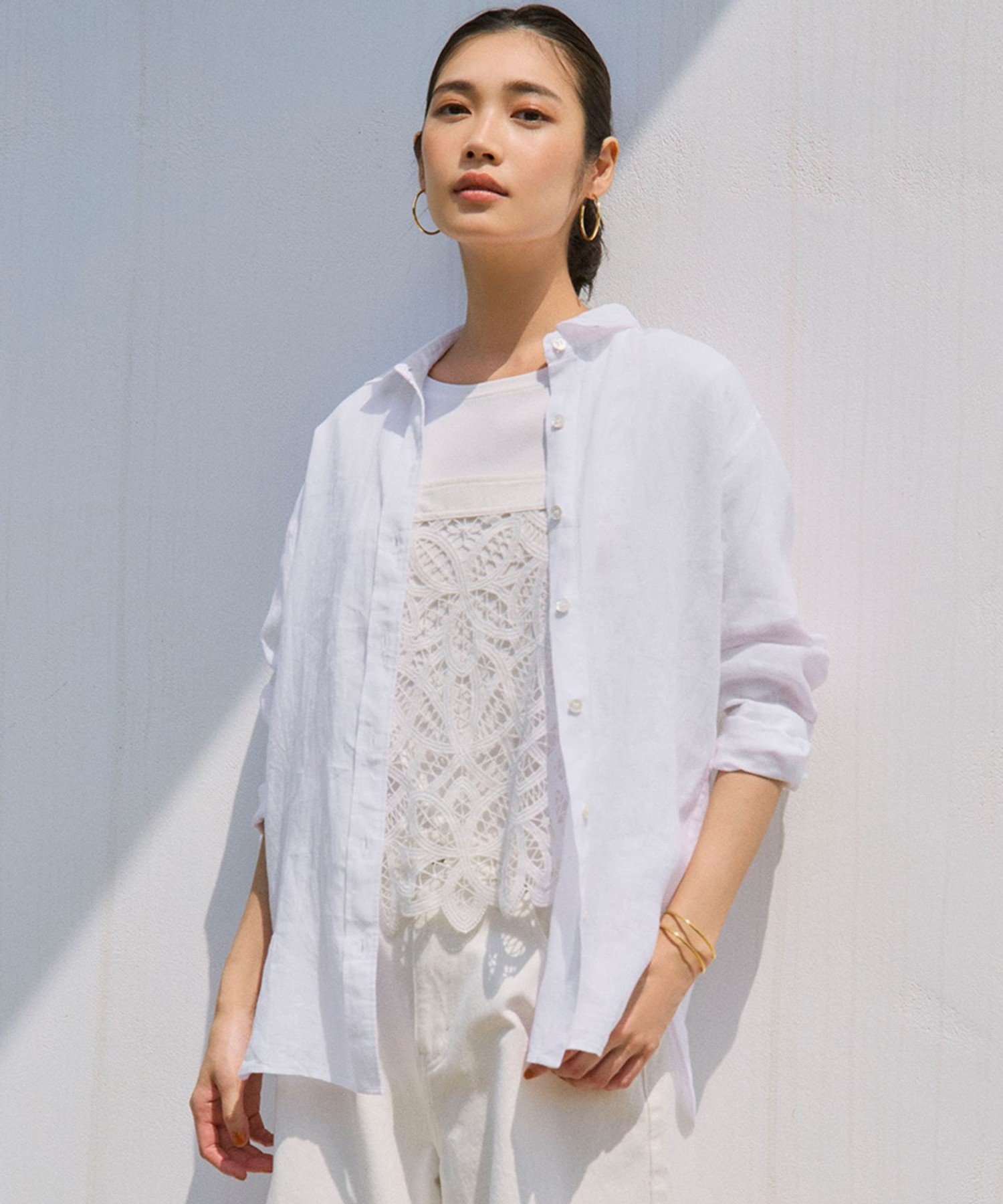23区 S LIBECO ベーシック シャツ ニジュウサンク トップス シャツ・ブラウス パープル ホワイト ベージュ ネイビー