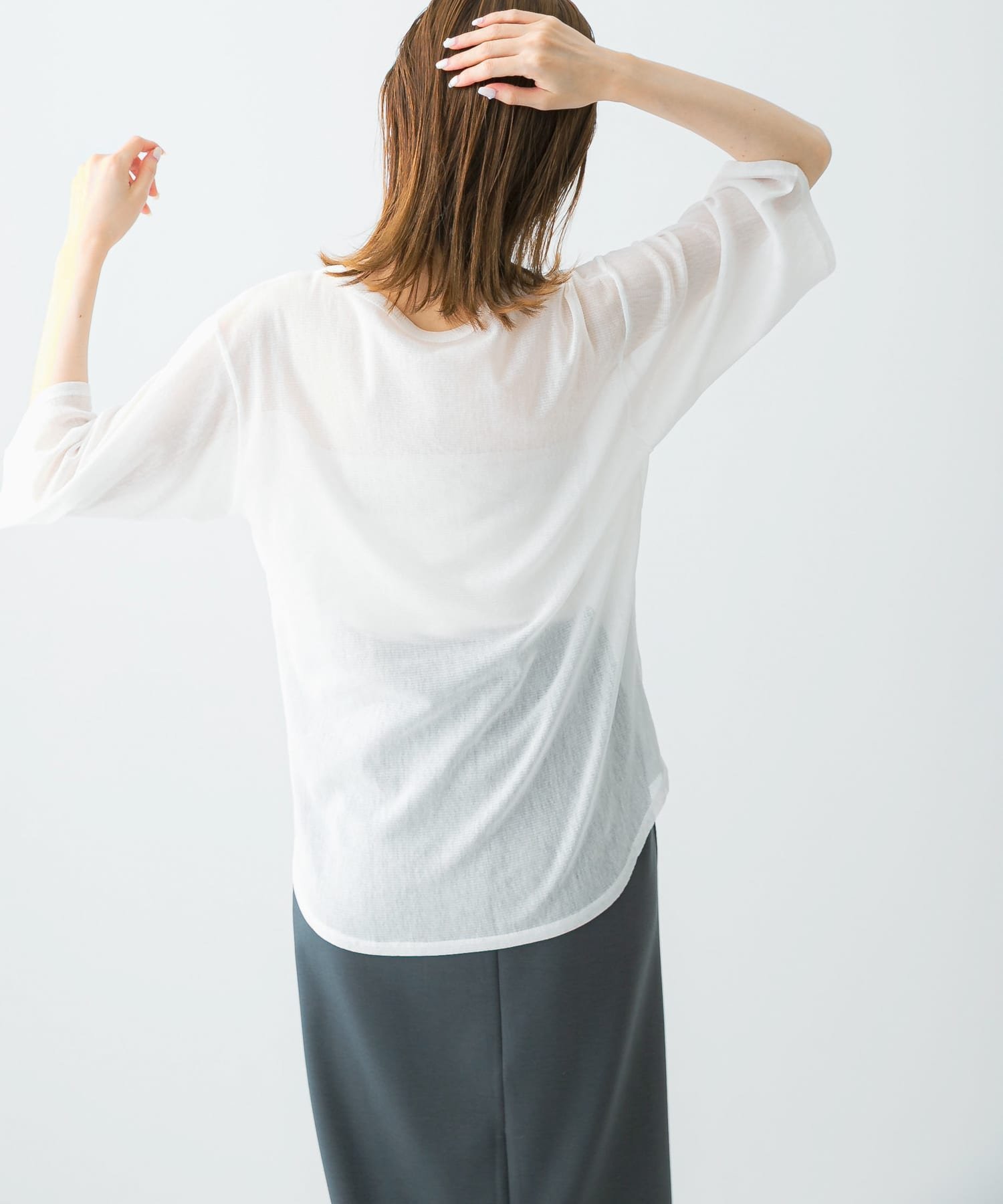 【SALE／40%OFF】URBAN RESEARCH ROSSO YENN COTTON TULLE T-SHIRTS アーバンリサーチロッソ トップス カットソー・Tシャツ ホワイト ブラック【送料無料】