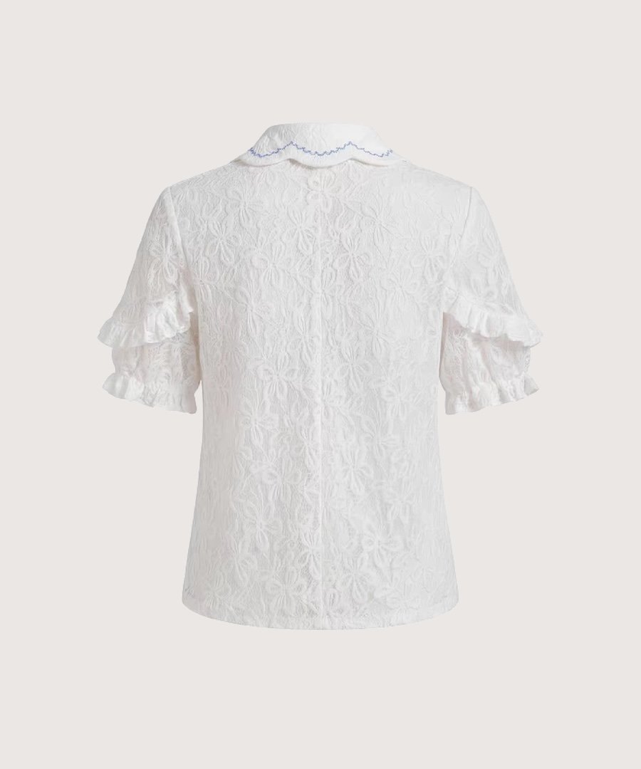 LA POMME petit Azure Petal Lace Shirt/アズールペタルレースシャツ ラポミ・プチ トップス シャツ・ブラウス ホワイト