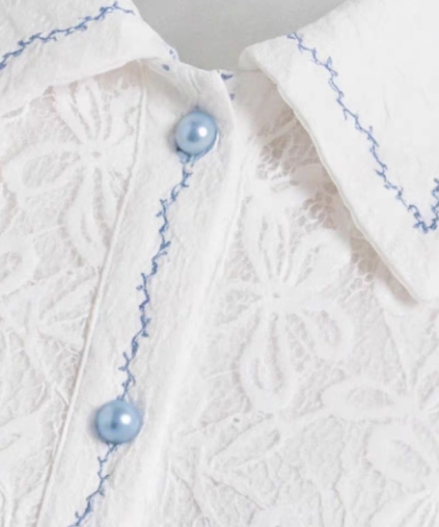 LA POMME petit Azure Petal Lace Shirt/アズールペタルレースシャツ ラポミ・プチ トップス シャツ・ブラウス ホワイト