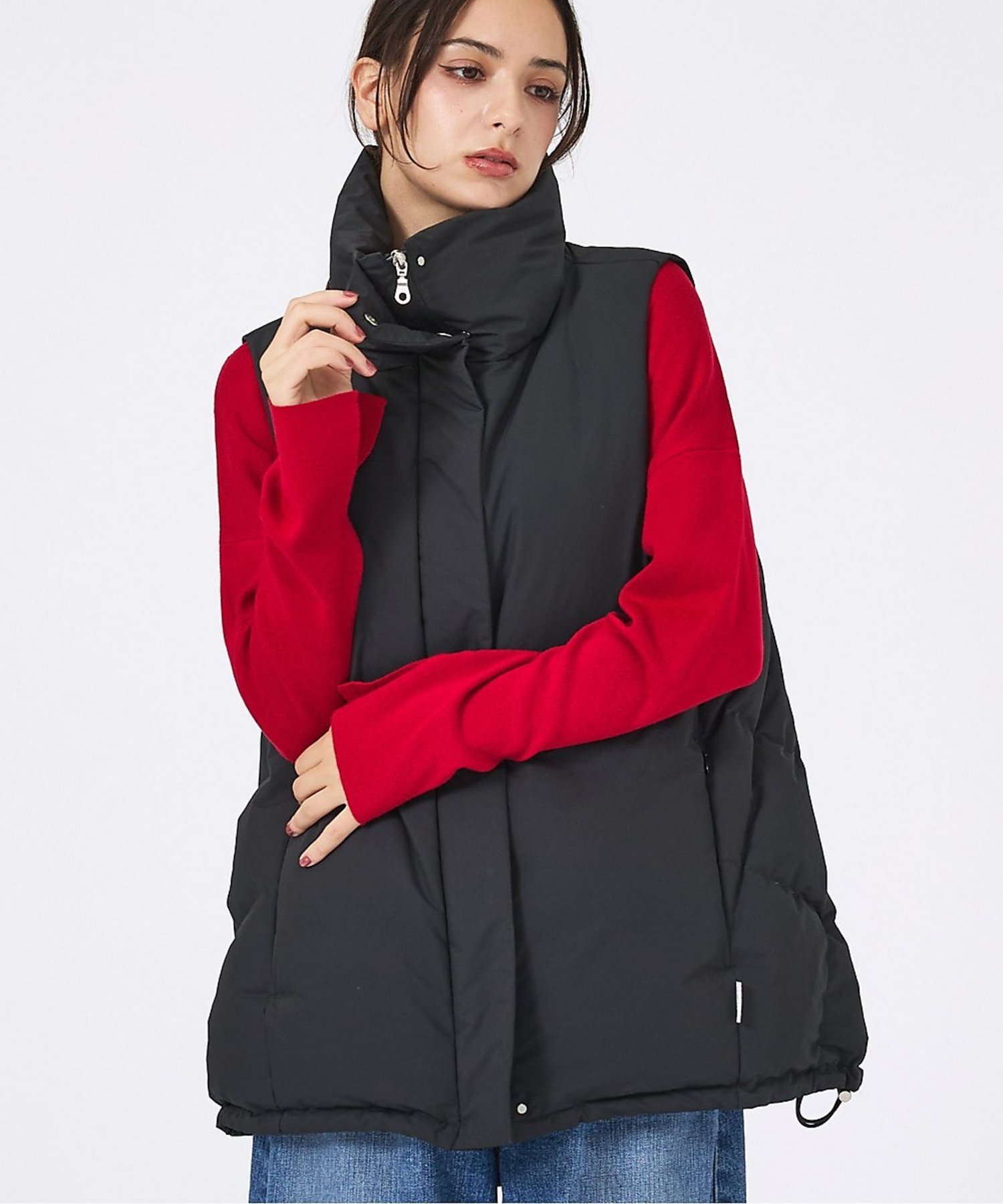 Rouge vif la cle 【KWD/ケーダブルディー】スタンドカラーダウンベスト/STAND COLLAR ルージュ・ヴィフ ラクレ ジャケット・アウター ダウンジャケット・ダウンベスト ホワイト ブラック