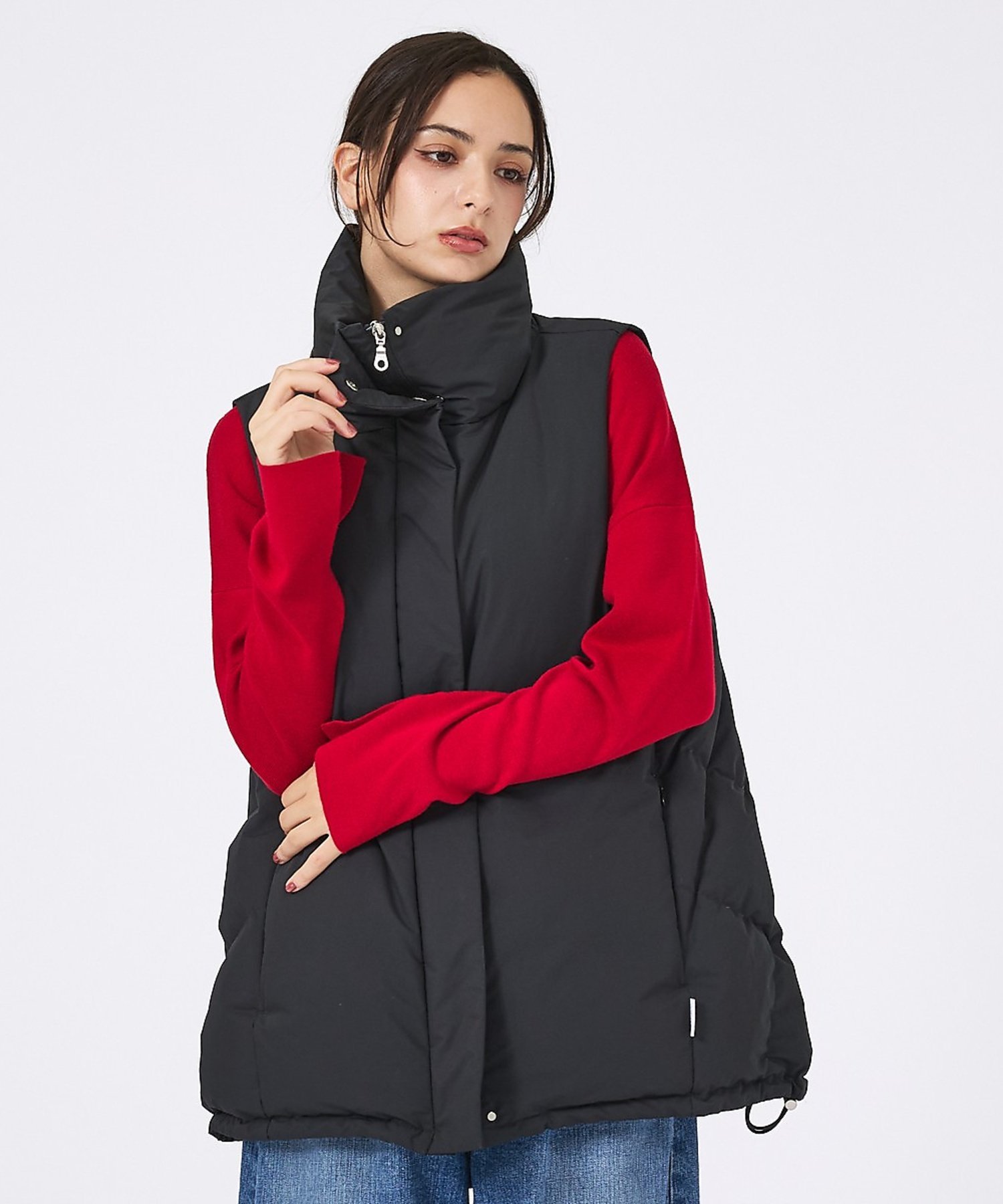 Rouge vif la cle 【KWD/ケーダブルディー】スタンドカラーダウンベスト/STAND COLLAR ルージュ・ヴィフ ラクレ ジャケット・アウター ダウンジャケット・ダウンベスト ホワイト ブラック