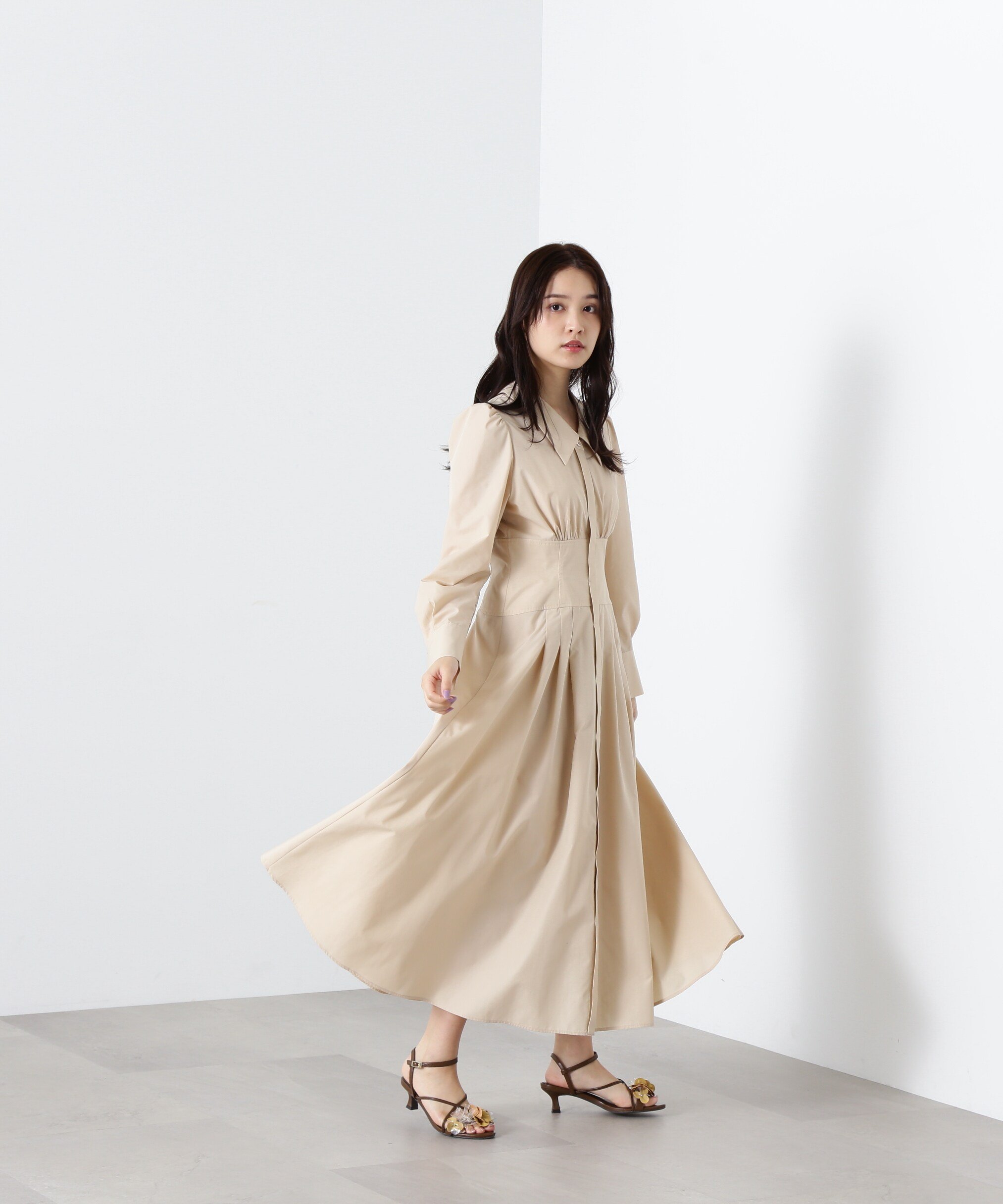 【SALE／40%OFF】JILL by JILL STUART コルセットウエストシャツワンピース ジル バイ ジル スチュアート ワンピース・ドレス その他のワンピース・ドレス ベージュ ホワイト【送料無料】のサムネイル