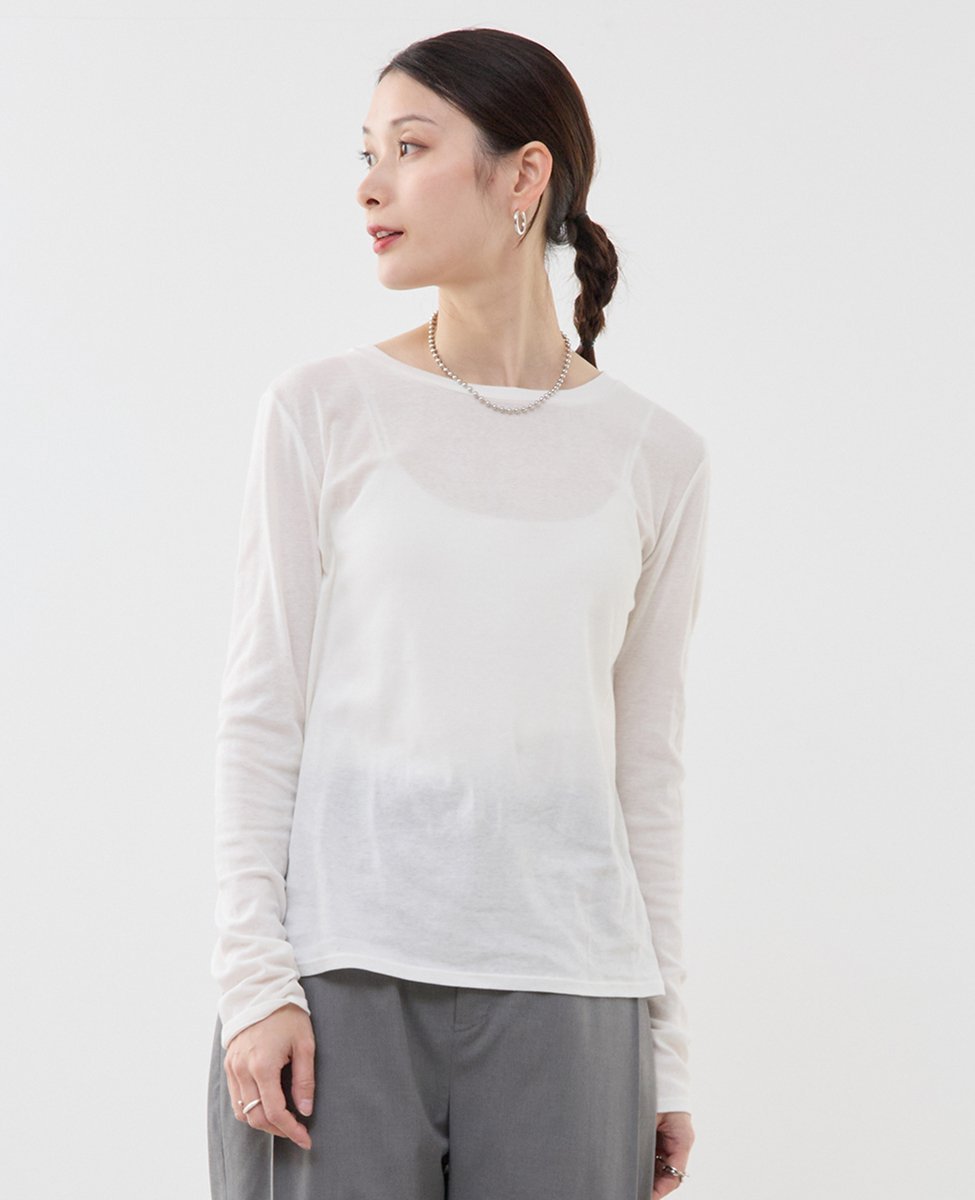 Soffitto コットン丸首インナーロングTシャツ ソフィット トップス カットソー・Tシャツ ホワイト パープル ブラック