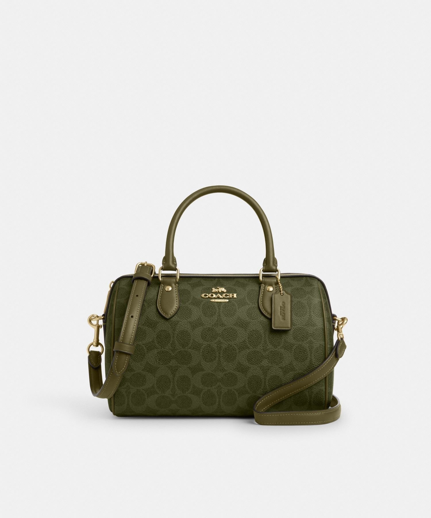 【SALE／62%OFF】COACH OUTLET 【公式】ローアン サッチェル バッグ・シグネチャー キャンバス コーチ　アウトレット バッグ ショルダーバッグ グリーン【送料無料】のサムネイル