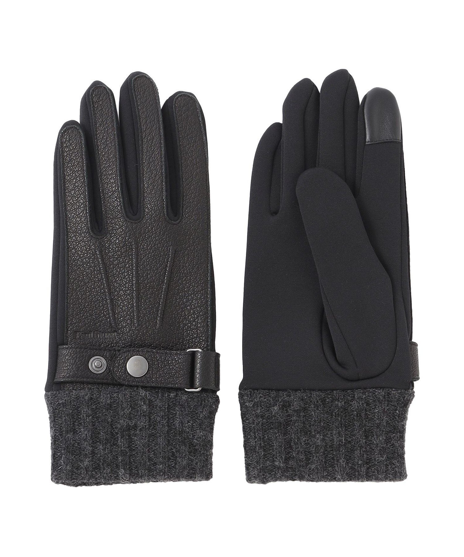 Paul Stuart 【WEB限定】レザーコンビグローブ ポール・スチュアート ファッション雑貨 手袋 ブラック ..